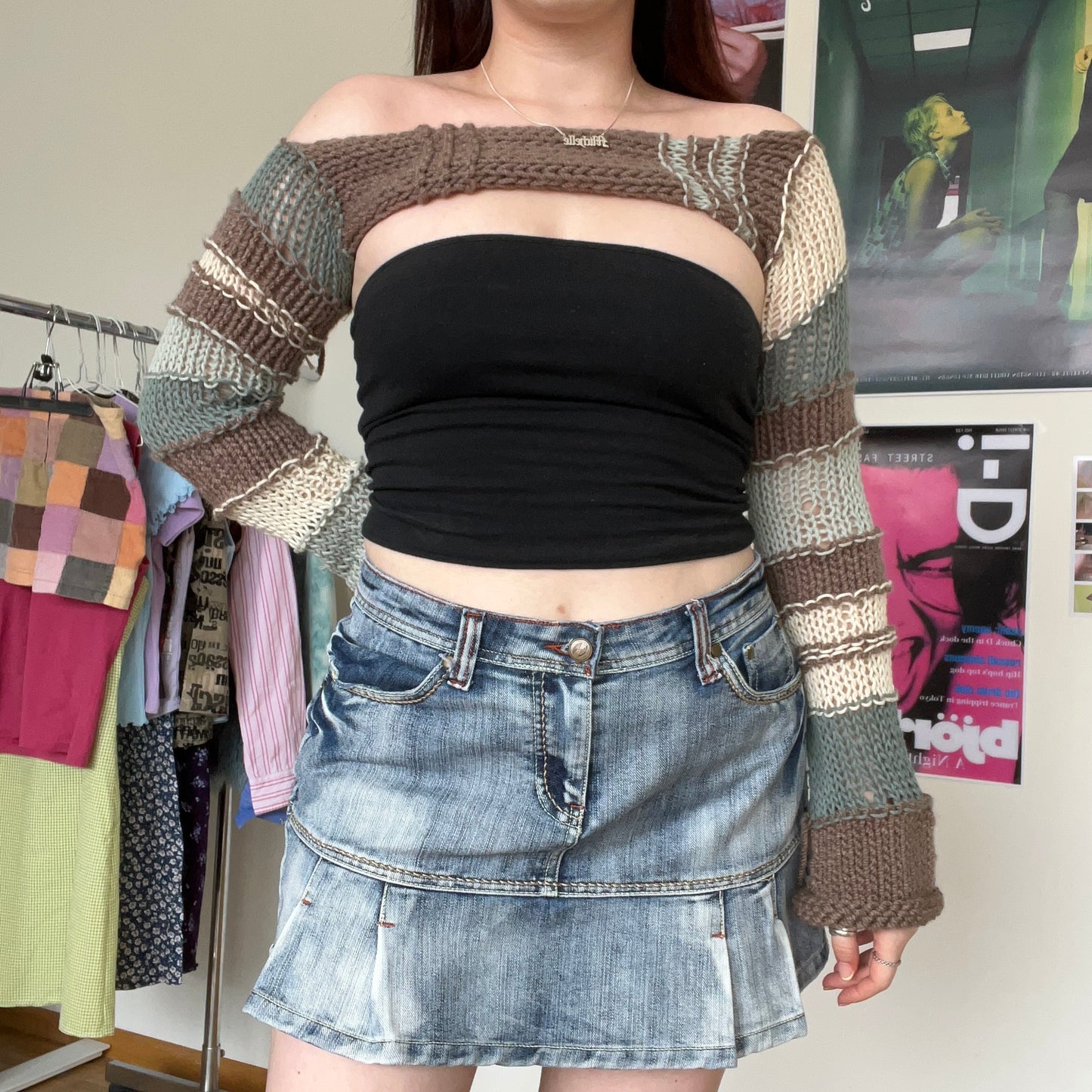 Vintage Y2K Grunge Denim Pleated Mini Skirt (40 EU / 12 UK / 8 US)