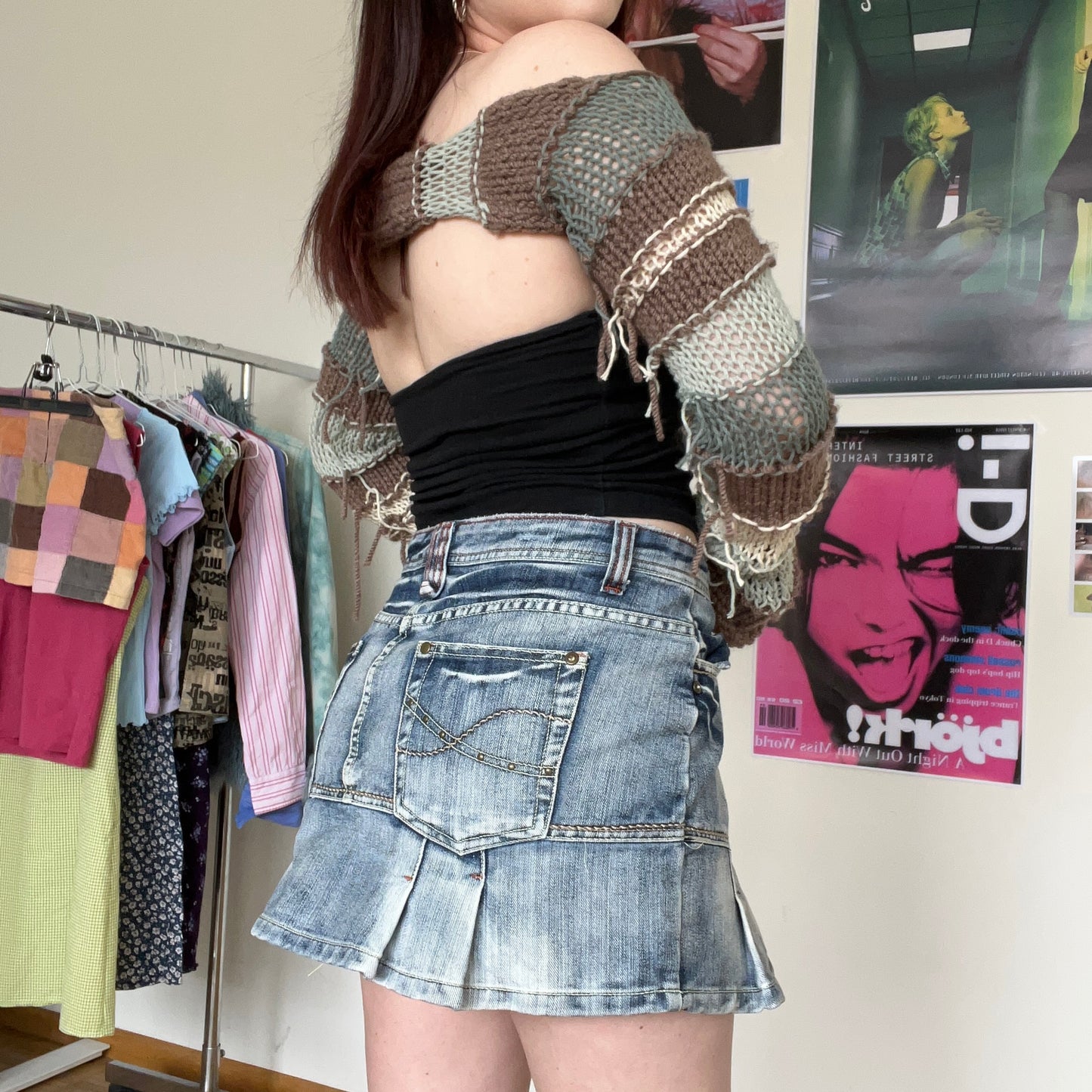 Vintage Y2K Grunge Denim Pleated Mini Skirt (40 EU / 12 UK / 8 US)