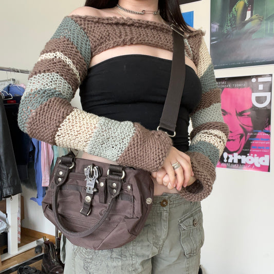 Vintage Y2K Cyber Grunge George Gina and Lucy Brown Crossbody Bag