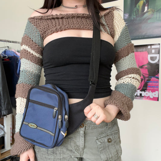 Vintage 90's Skater Techwear Blue Cargo Crossbody Bag with Wallet