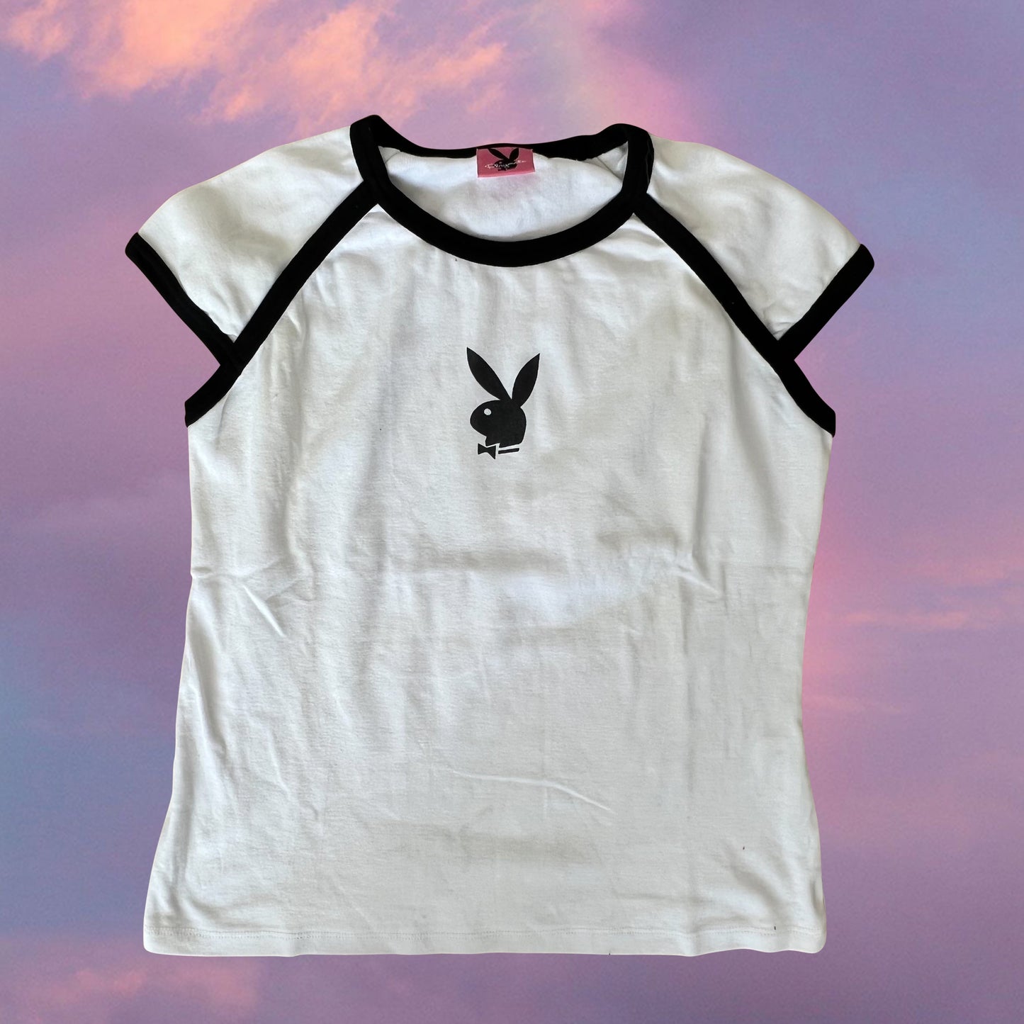 Vintage Y2K Playboy Playmate Black and White Baby Tee (M)