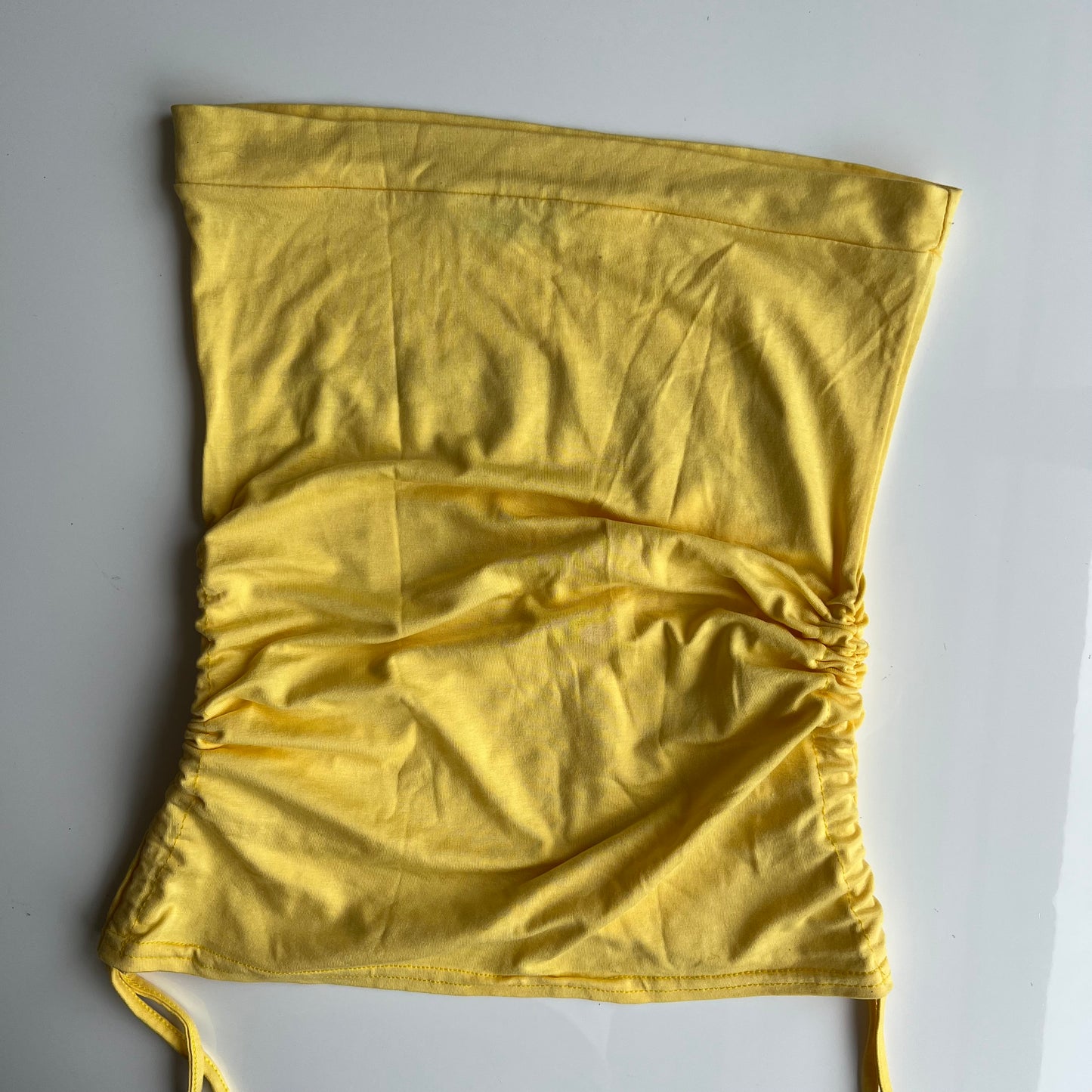 Vintage 90's Sporty Yellow Tube Top with Side Drawstrings (S/M)