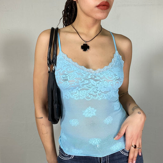 Vintage 2000's Fairy Baby Blue Lace Cami Top (XS/S)