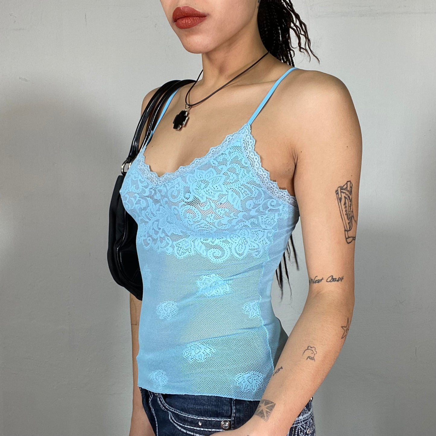 Vintage 2000's Fairy Baby Blue Lace Cami Top (XS/S)