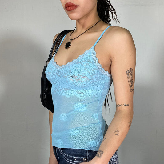 Vintage 2000's Fairy Baby Blue Lace Cami Top (XS/S)