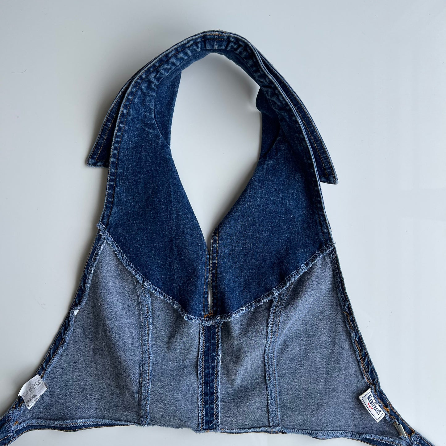 Vintage 90's Backless Denim Cropped Halter Top (XS/S)