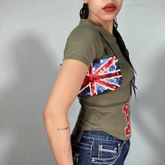 Vintage 2000's Funky Tiny Shoulder Bag with Sequin UK Flag