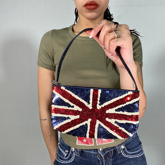 Vintage 2000's Funky Tiny Shoulder Bag with Sequin UK Flag