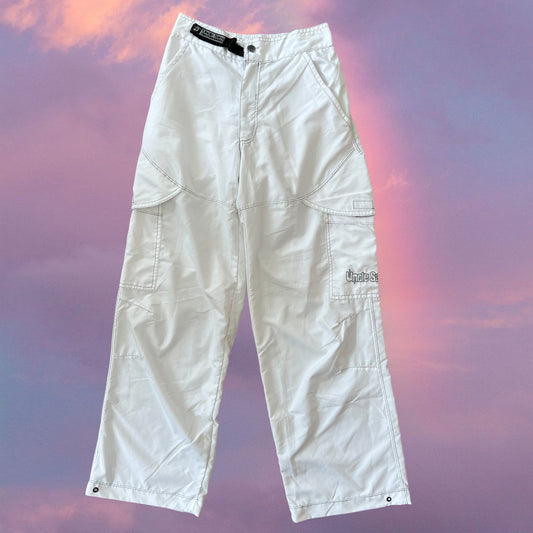 Vintage 90's Sporty White Cargo Pants with Black Contrast Stitching (XS/S)