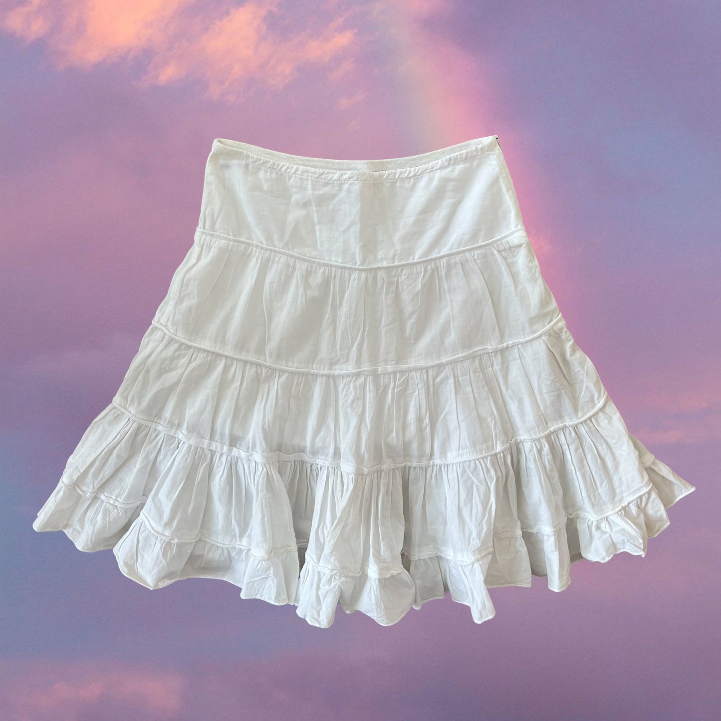 Vintage 90's Boho Fairy White Midi Skirt (34 EU / UK 6/ US 2)