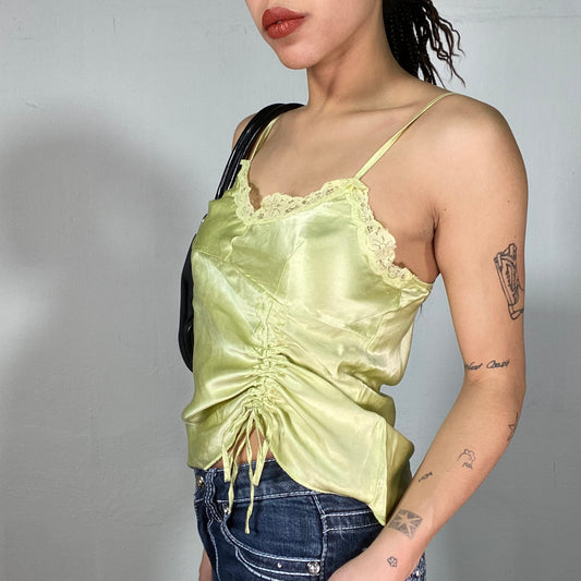 Vintage 90's Downtown Girl Lime Green Silky Cami Top (M)