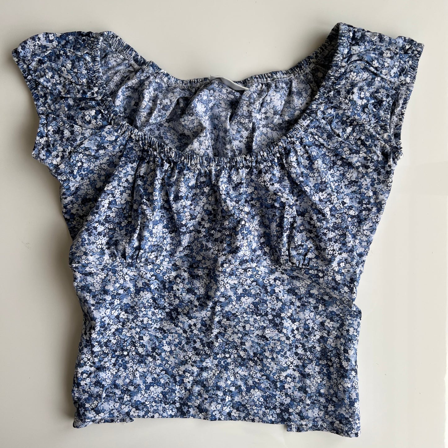 Vintage 90's Backless Milkmaid Top in Blue Floral (XS/S)