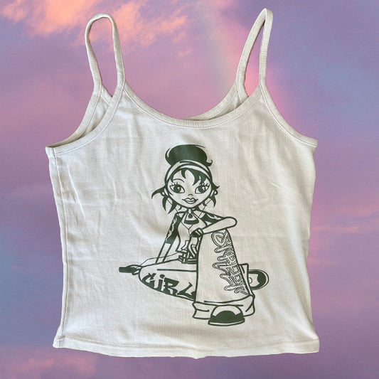 Vintage 90's Skater Cami Top with Skater Girl Graphic (S/M)