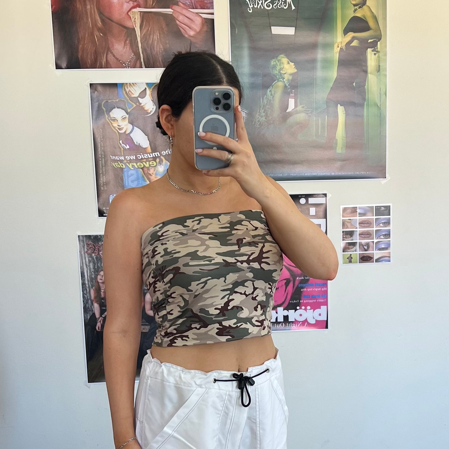 Vintage Y2K Skater Camo Tube Top (S/M)