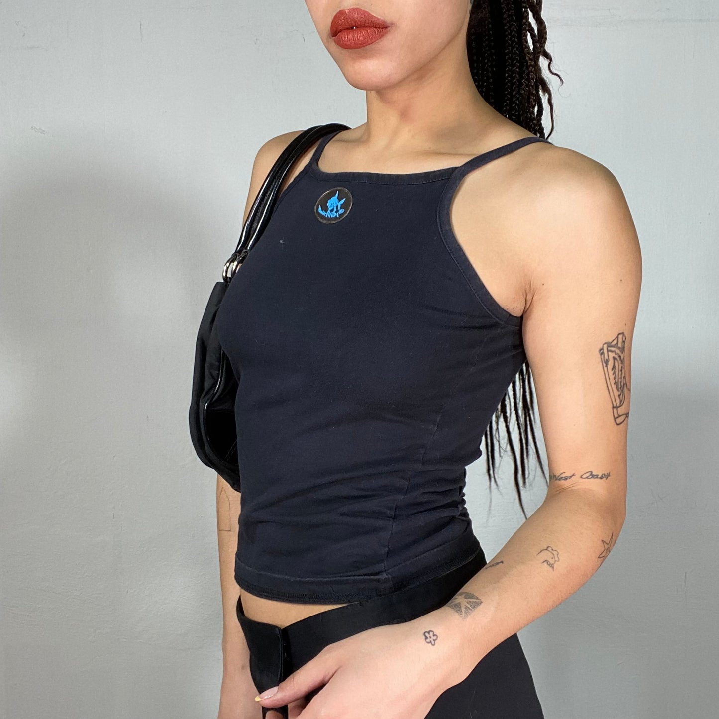 Vintage 2000's Punkyfish Black Tanktop with Back Cuts (S)