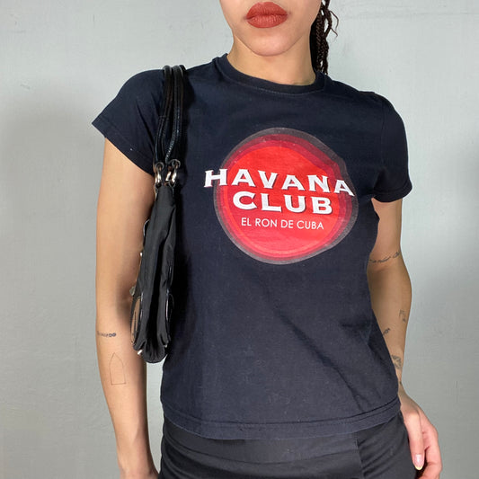 Vintage 90's Havana Club Black Shirt with Back Print (S/M)