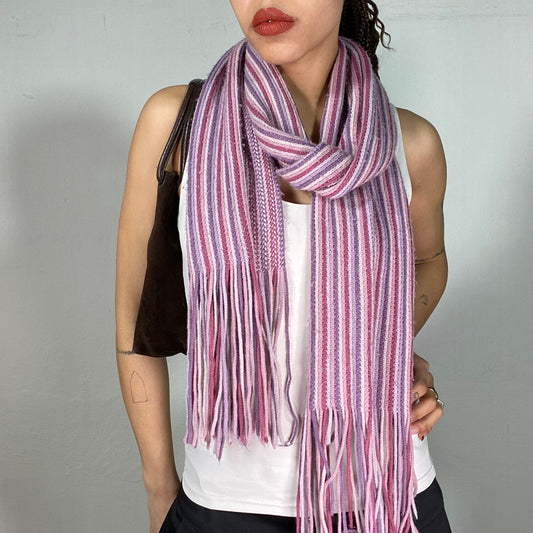 Vintage 2000's Gilmore Girls Pink Striped Knit Scarf