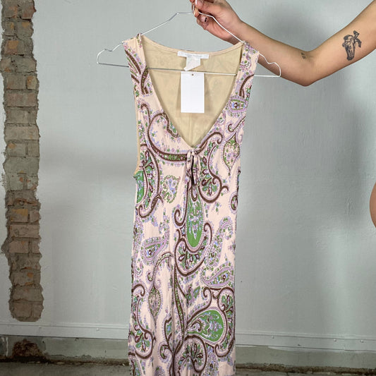 Vintage 2000's Indie Pink Maxi Dress with Paisley Dress (XS)