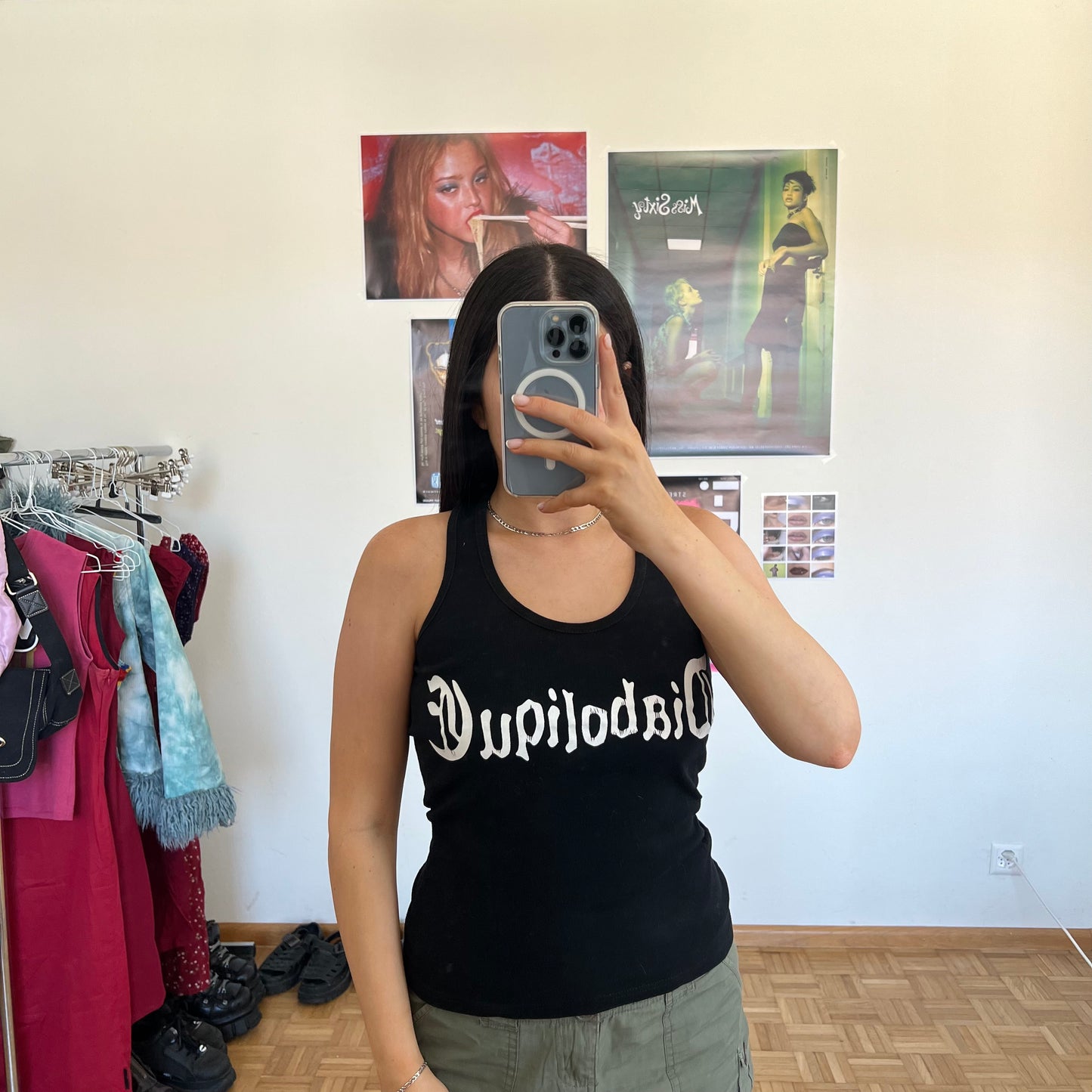 Vintage 90's Grunge Diabolique Black Tank Top (S)