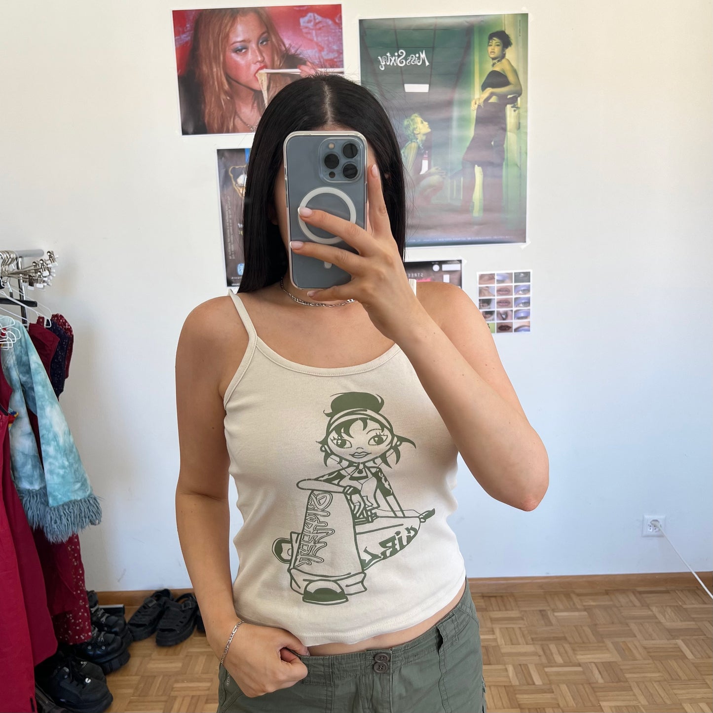 Vintage 90's Skater Cami Top with Skater Girl Graphic (S/M)