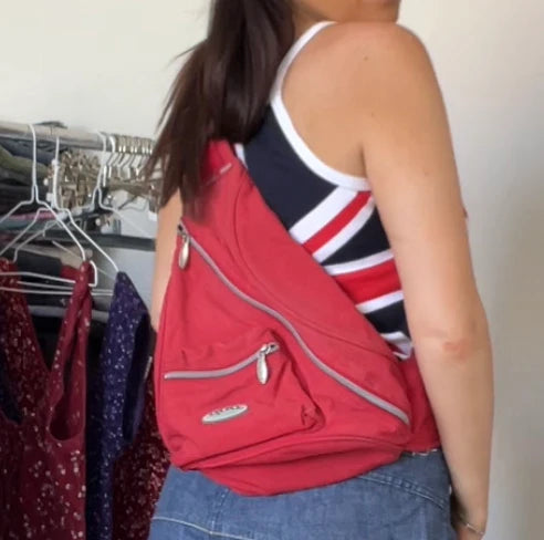 Vintage 90’s Techwear Baby Blue One Shoulder Backpack