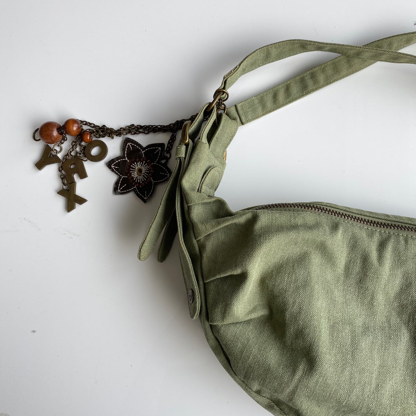 Vintage 90's Fairy Hippie Khaki Boho Croissant Shoulder Bag