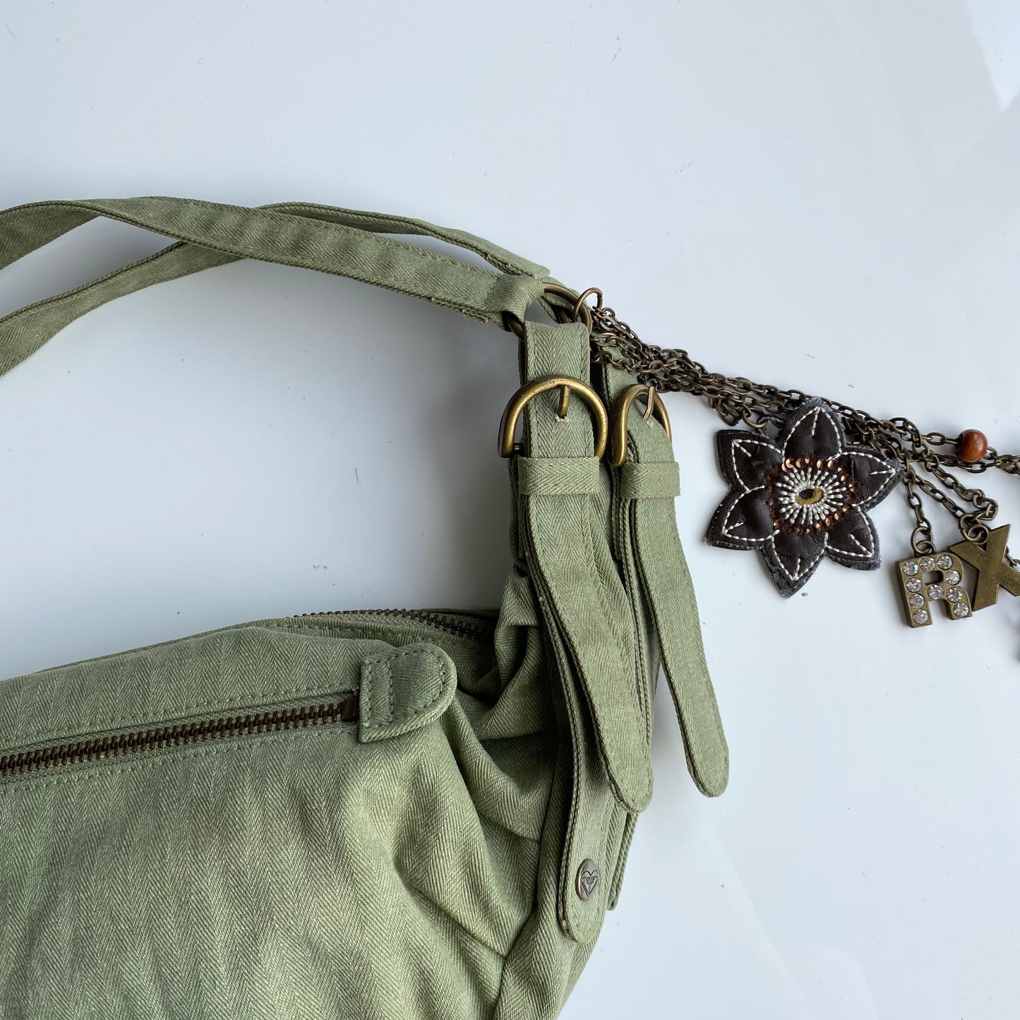 Vintage 90's Fairy Hippie Khaki Boho Croissant Shoulder Bag