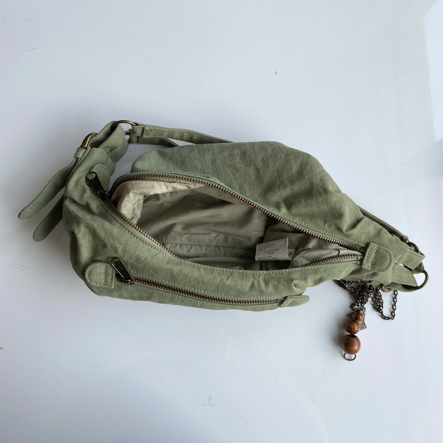 Vintage 90's Fairy Hippie Khaki Boho Croissant Shoulder Bag