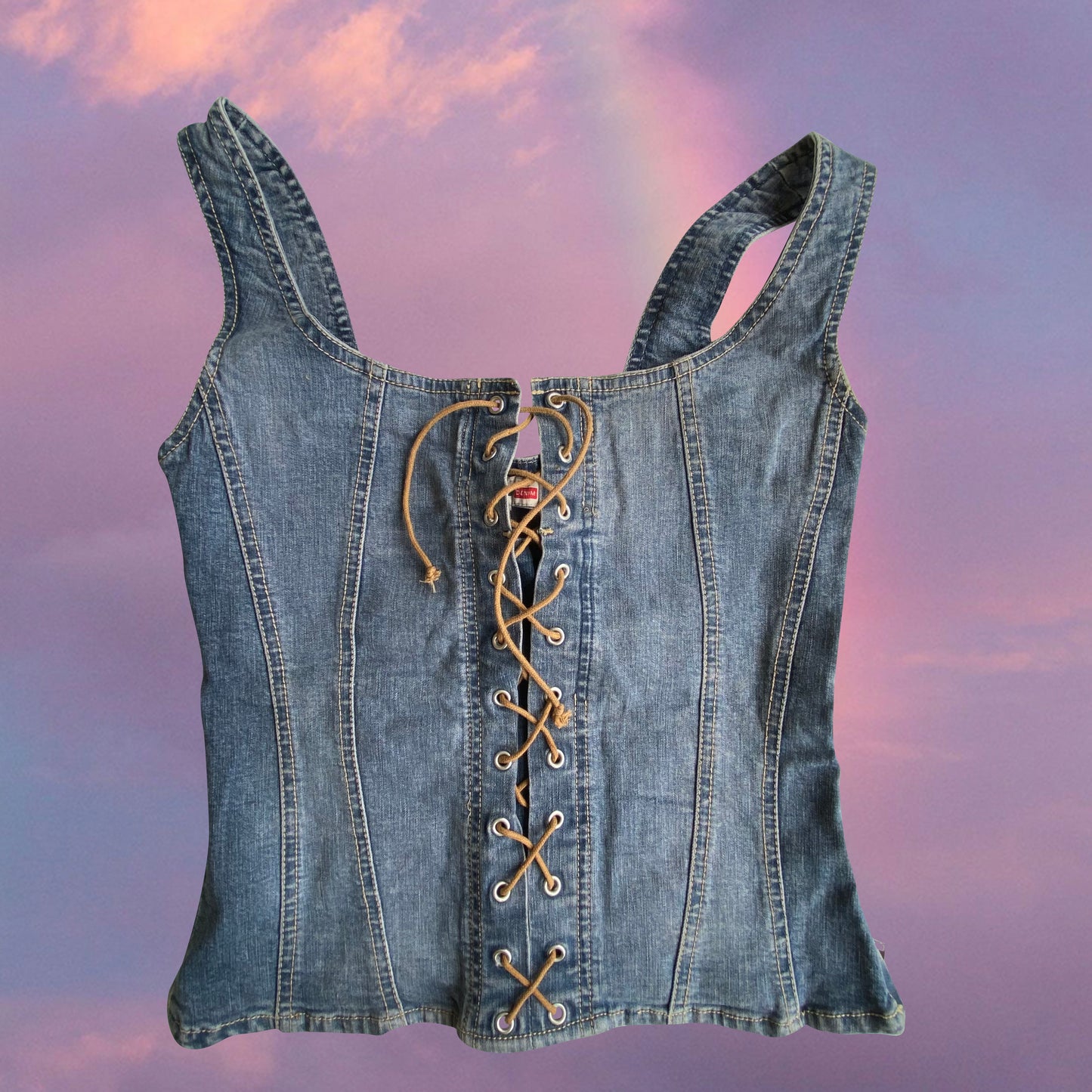 Vintage 90's Coyote Ugly Denim Lace-Up Bustier (XS/S)