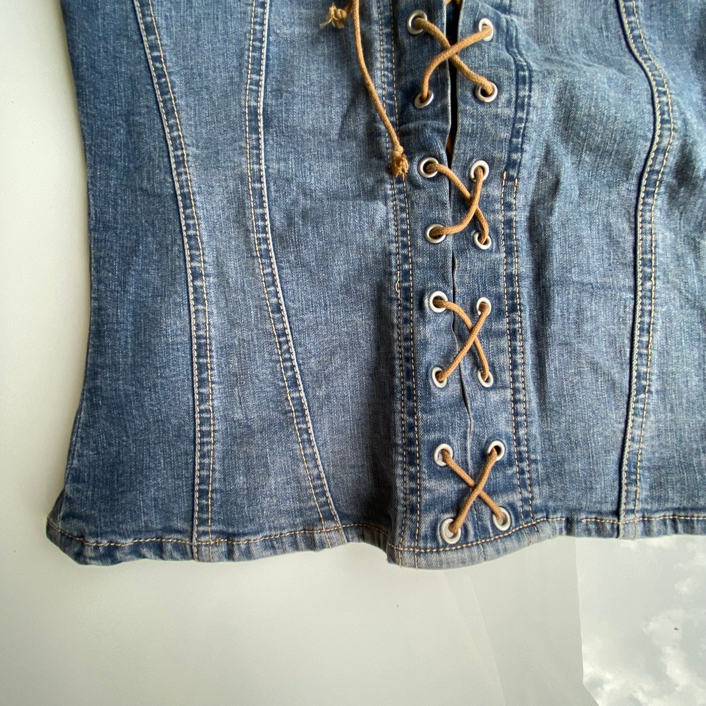 Vintage 90's Coyote Ugly Denim Lace-Up Bustier (XS/S)