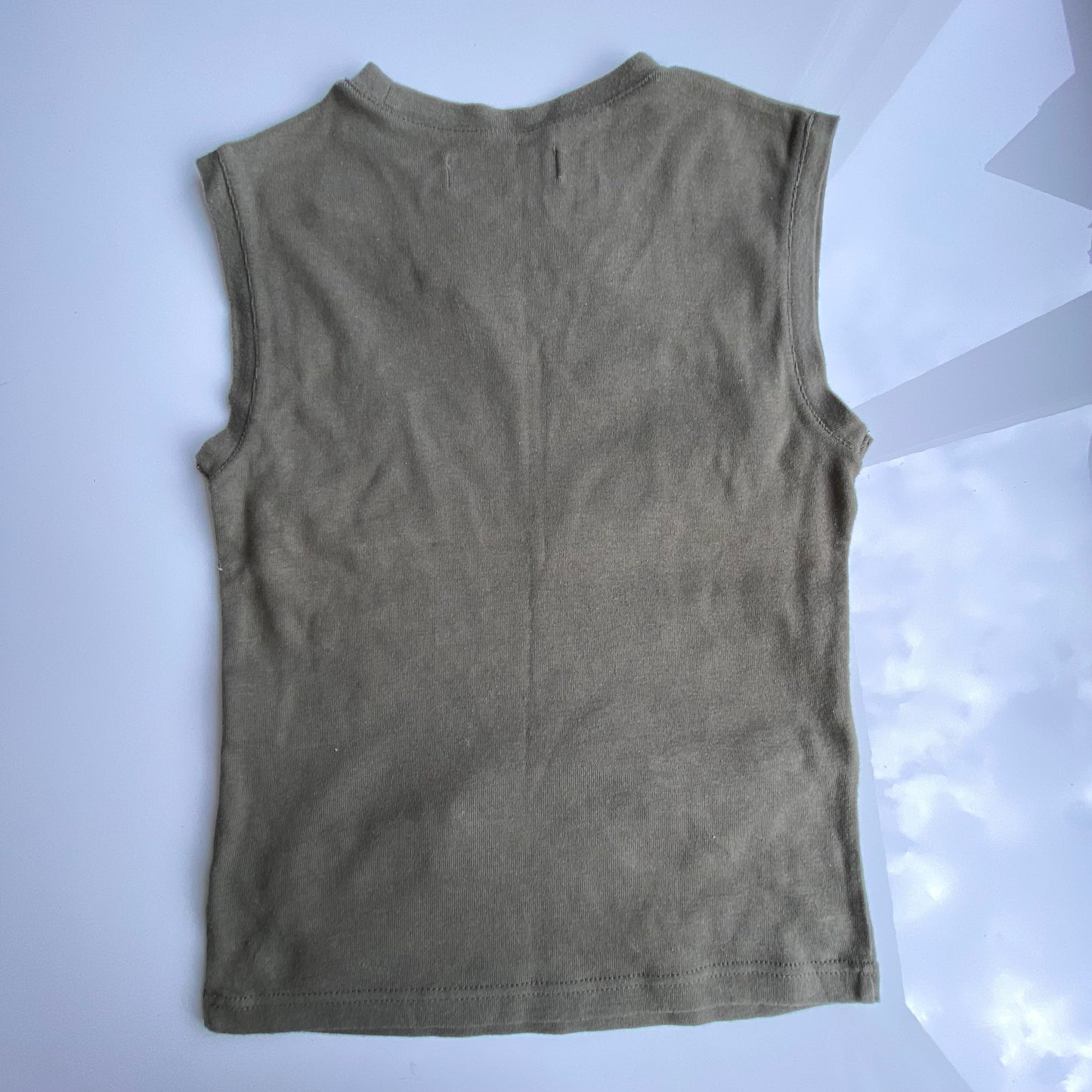 Vintage 90's Techwear Khaki Tank Top with Functional Zippers (S)