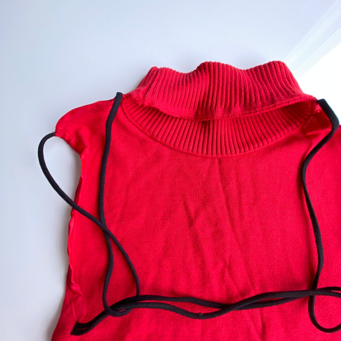 Vintage 90's Clubwear Backless Red Knit Turtleneck Top (S)