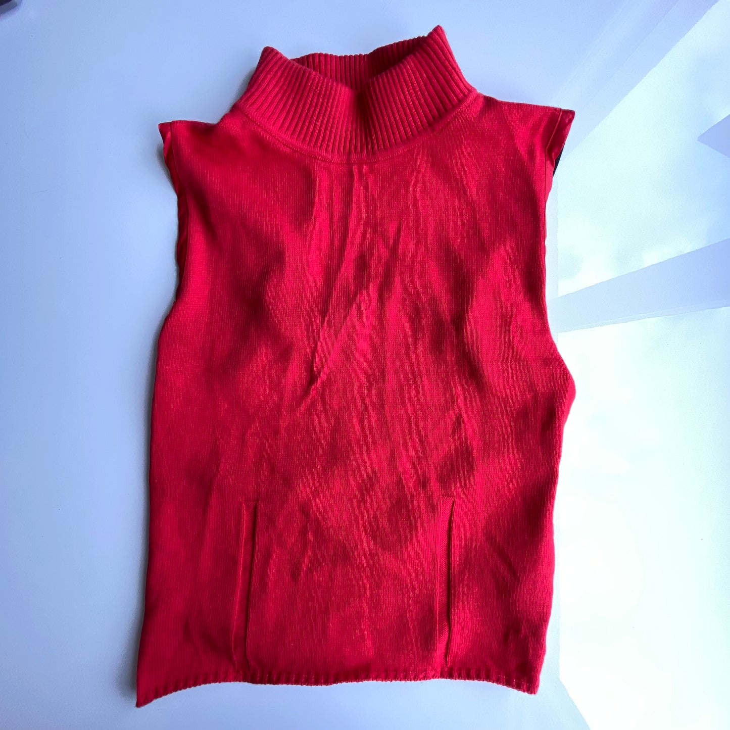 Vintage 90's Clubwear Backless Red Knit Turtleneck Top (S)