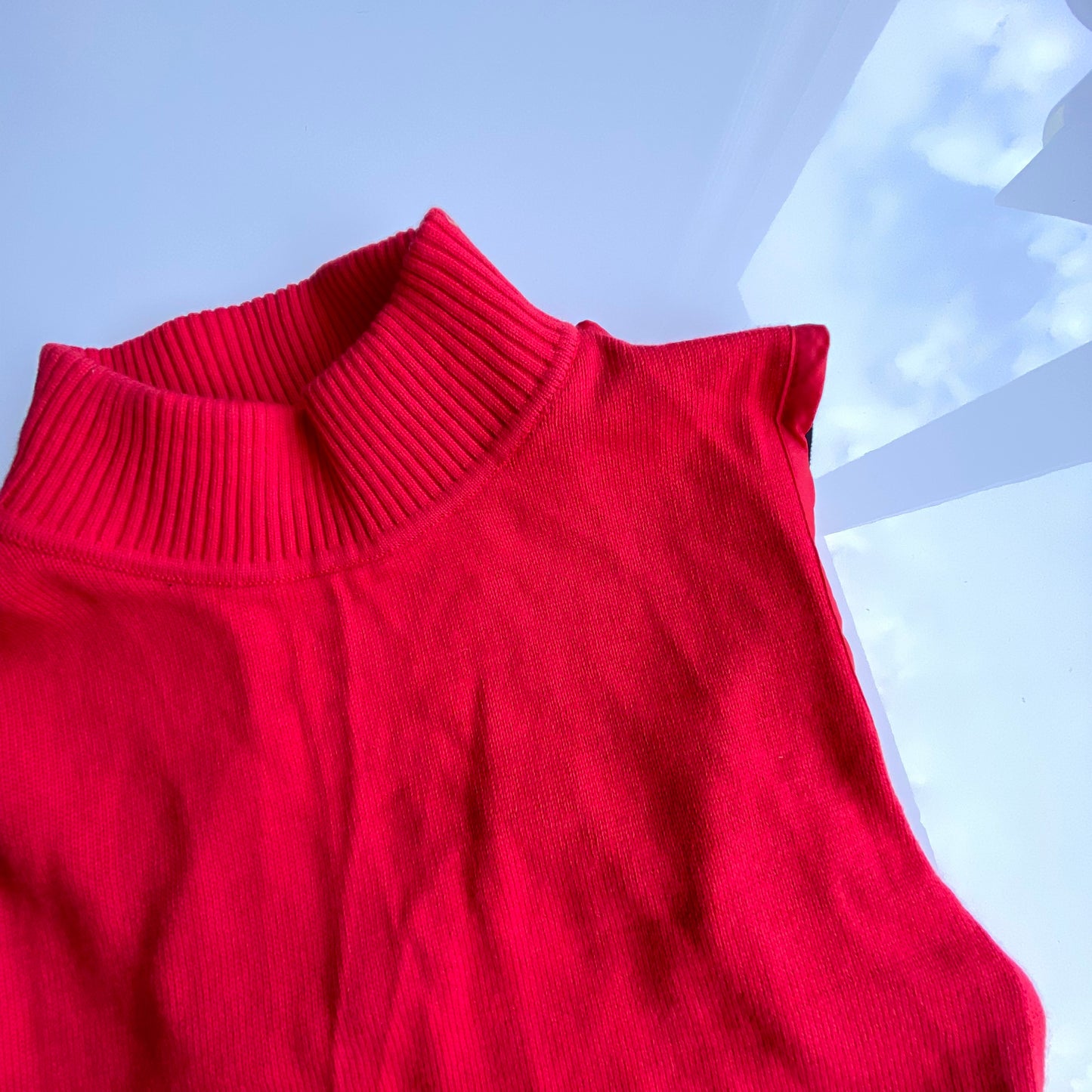 Vintage 90's Clubwear Backless Red Knit Turtleneck Top (S)