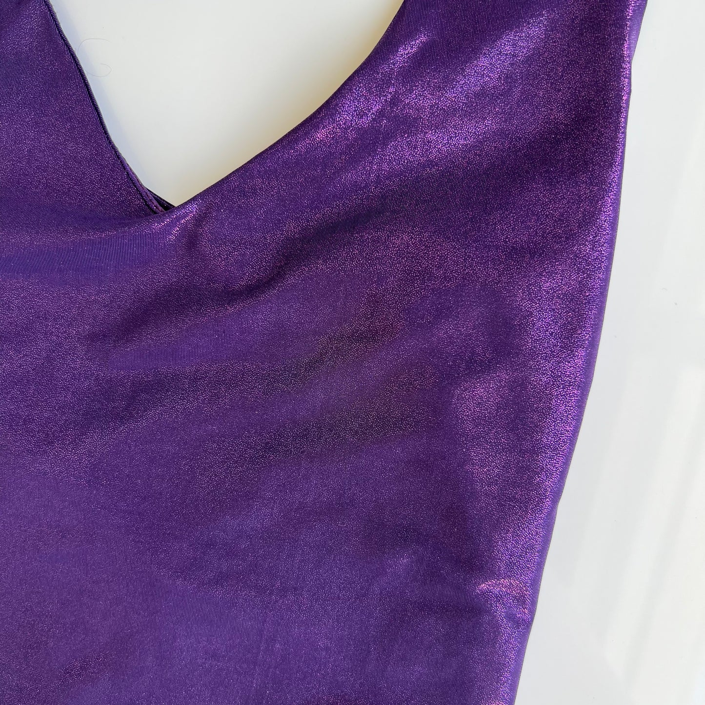 Vintage 90's Clubwear Metallic Purple Backless Halter Top (XS)