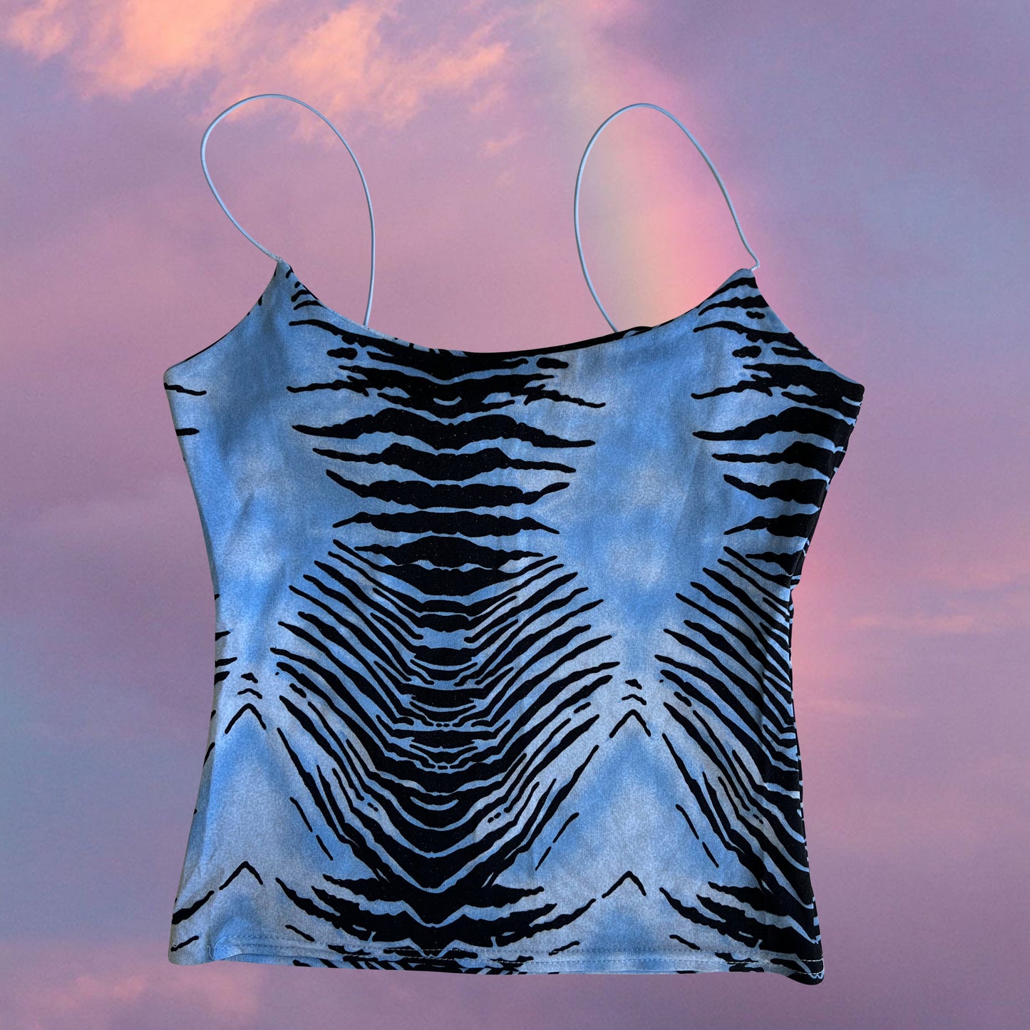 Vintage 90's Clubwear Blue Tiger Print Cami Top (S/M)