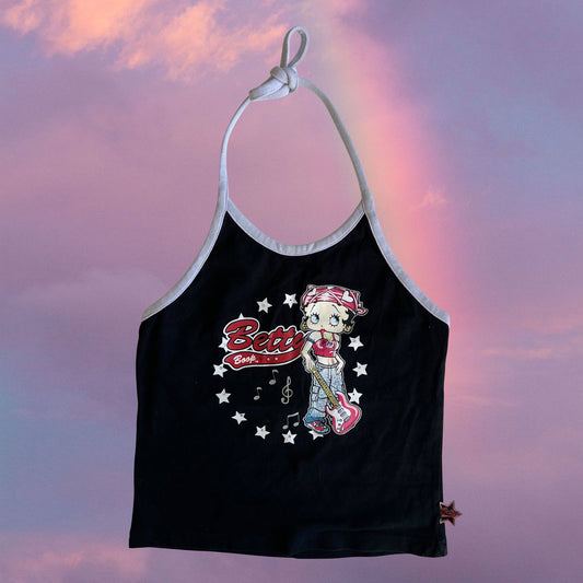 Vintage 90's Betty Boop Rock Chick Black Halter Top (S)