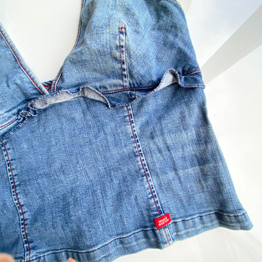 Vintage 90's Miss Sixty Denim Halter Neck Top (S)