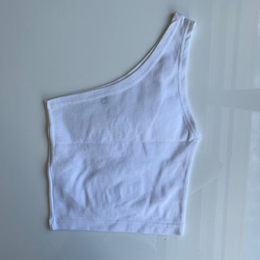 Vintage 90's Funky Rockstar One Shoulder White Top (XXS)