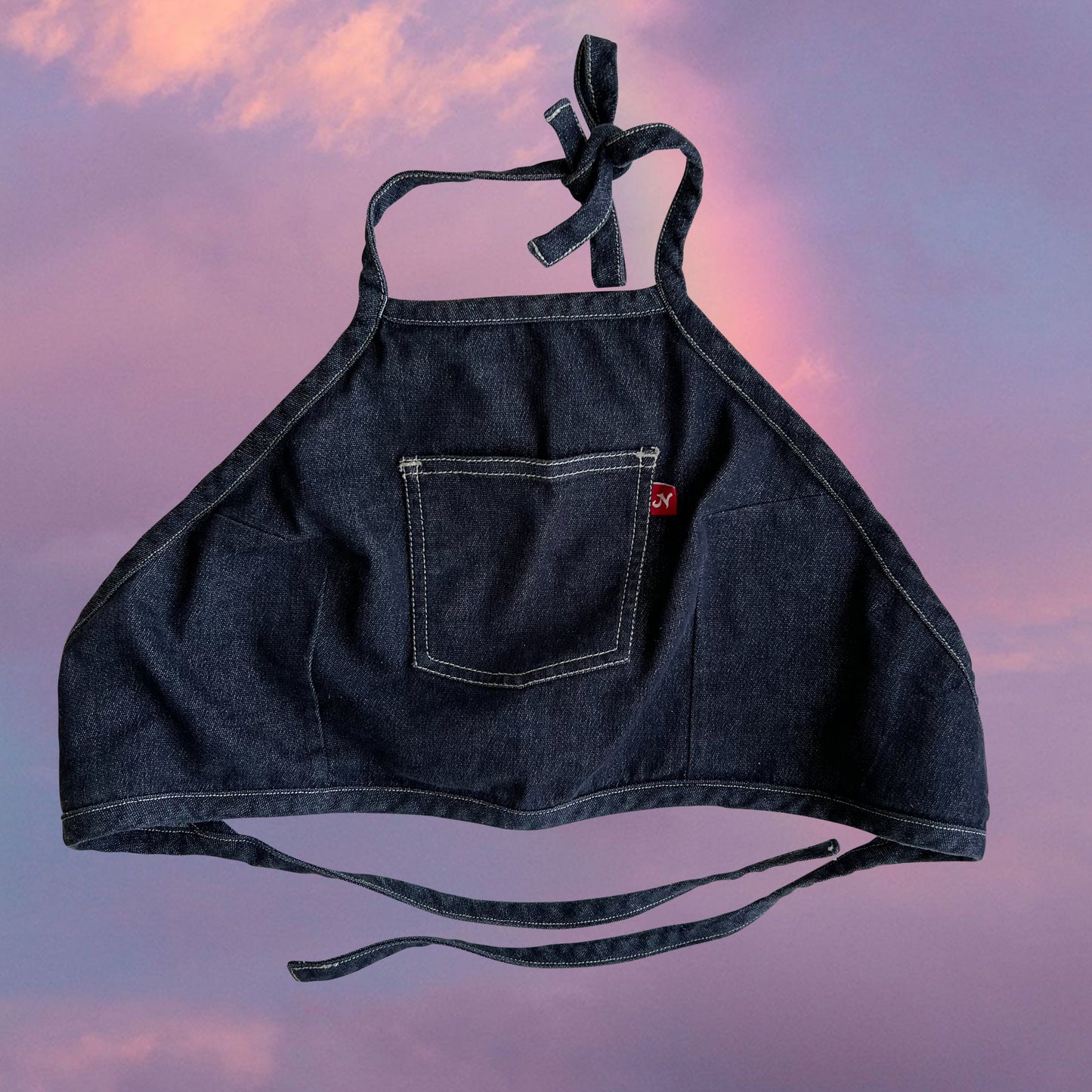 Vintage 90's Festival Denim Backless Halter Top (S)