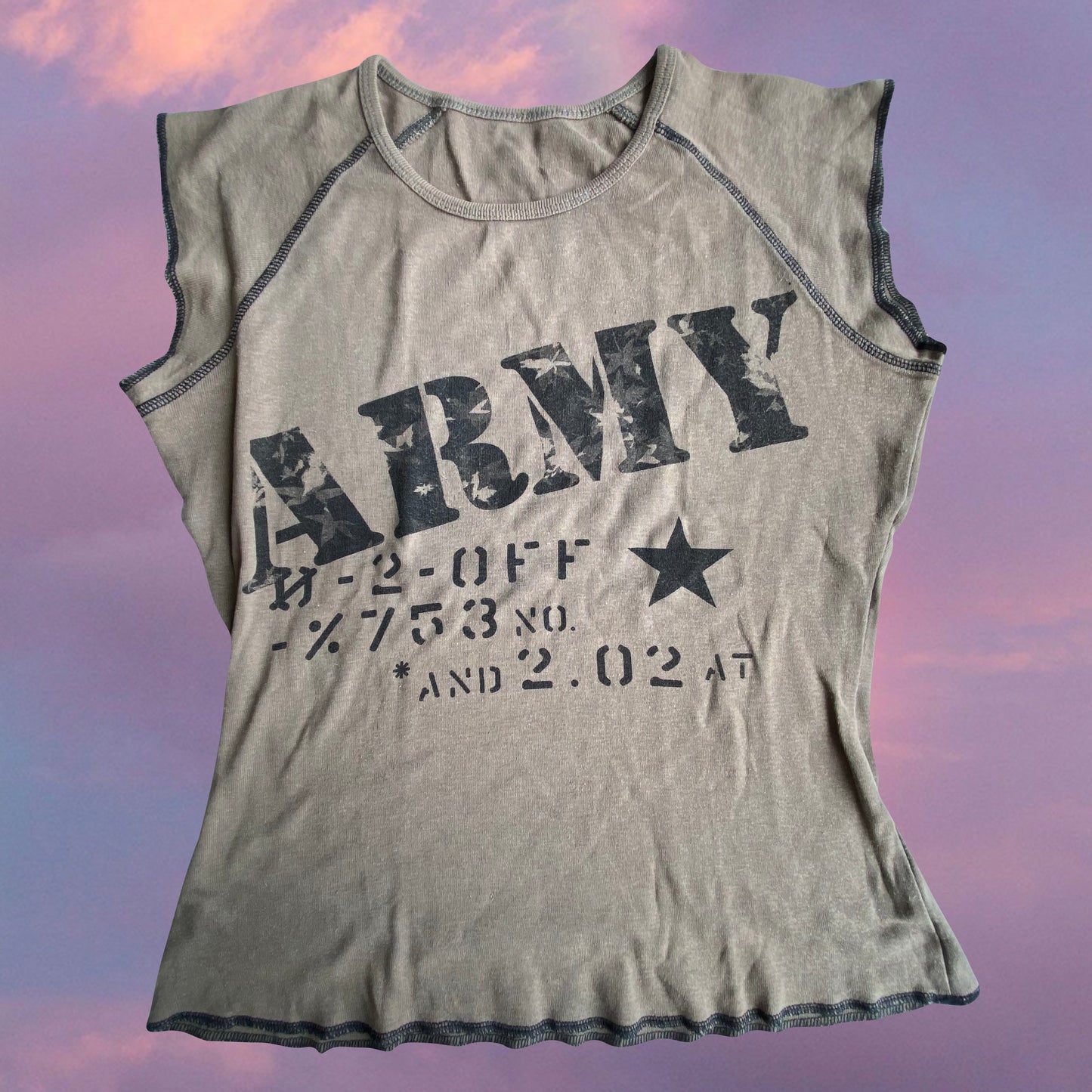 Vintage 90's Grunge Army Khaki Baby Tee (M/L)