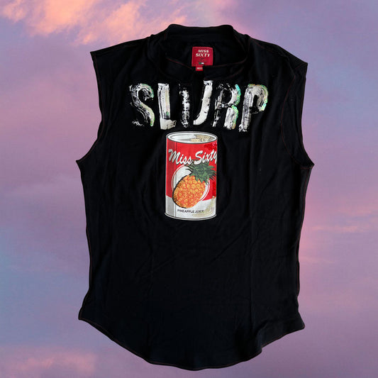 Vintage 90's Archive Miss Sixty Pop Art "Slurp" Black Tank Top (S)