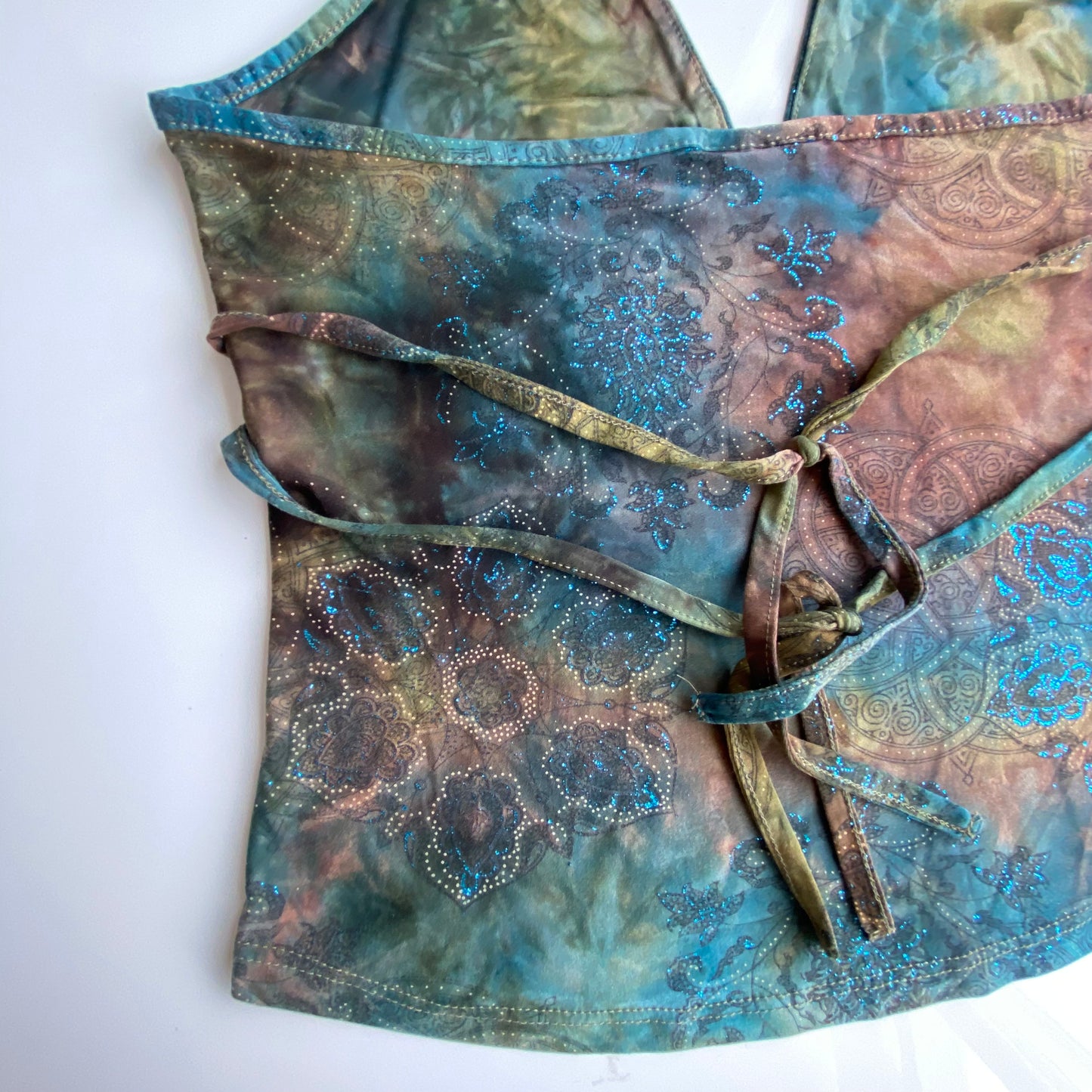 Vintage 90's Fairy Blue and Brown Halter Top (S)