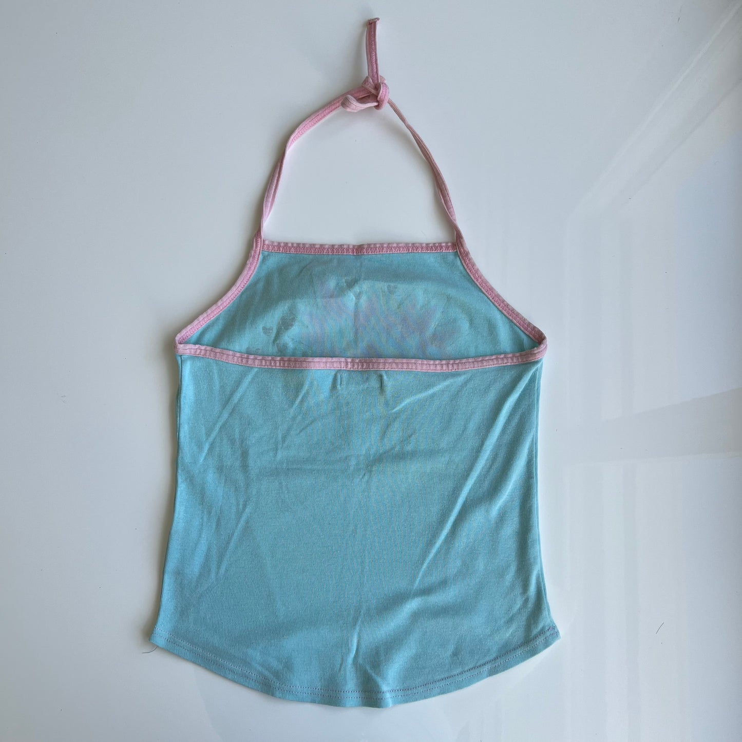 Vintage 90's Funky Strawberry Gnam Graphic Baby Blue Halter Top (S)