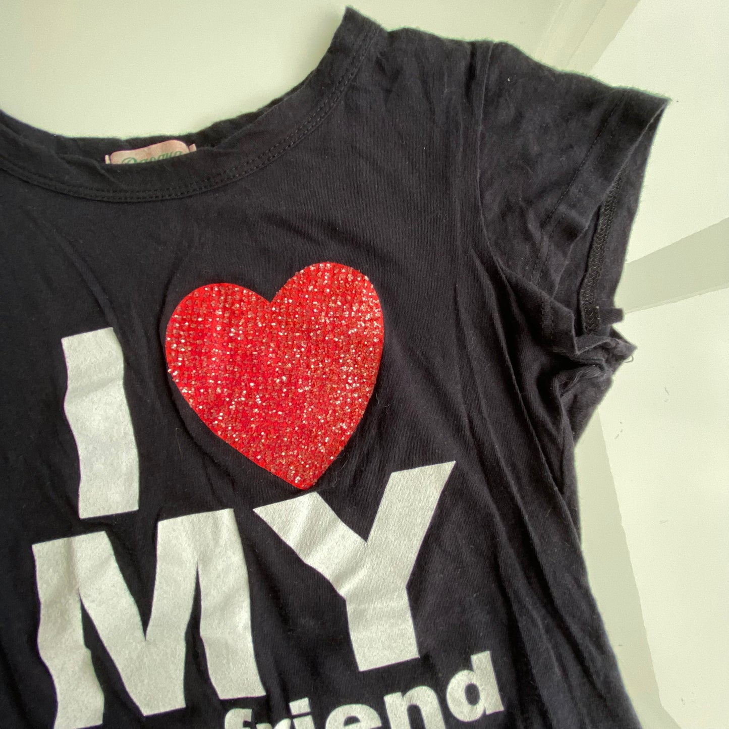 Vintage Y2K I Heart My Boyfriend Black T-Shirt (S)