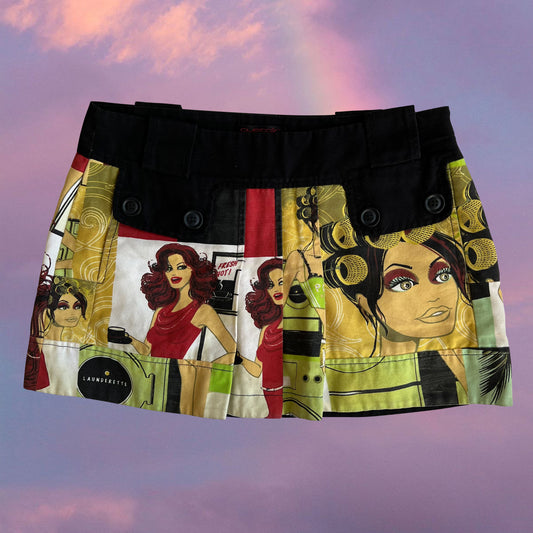 Vintage 90's Archive Custo Barcelona Printed Pleated Mini Skirt (S)