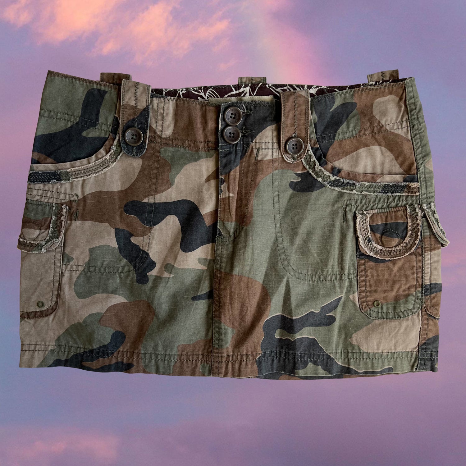 Vintage Y2K Abercrombie Camo Cargo Mini Skirt (34 EU UK US