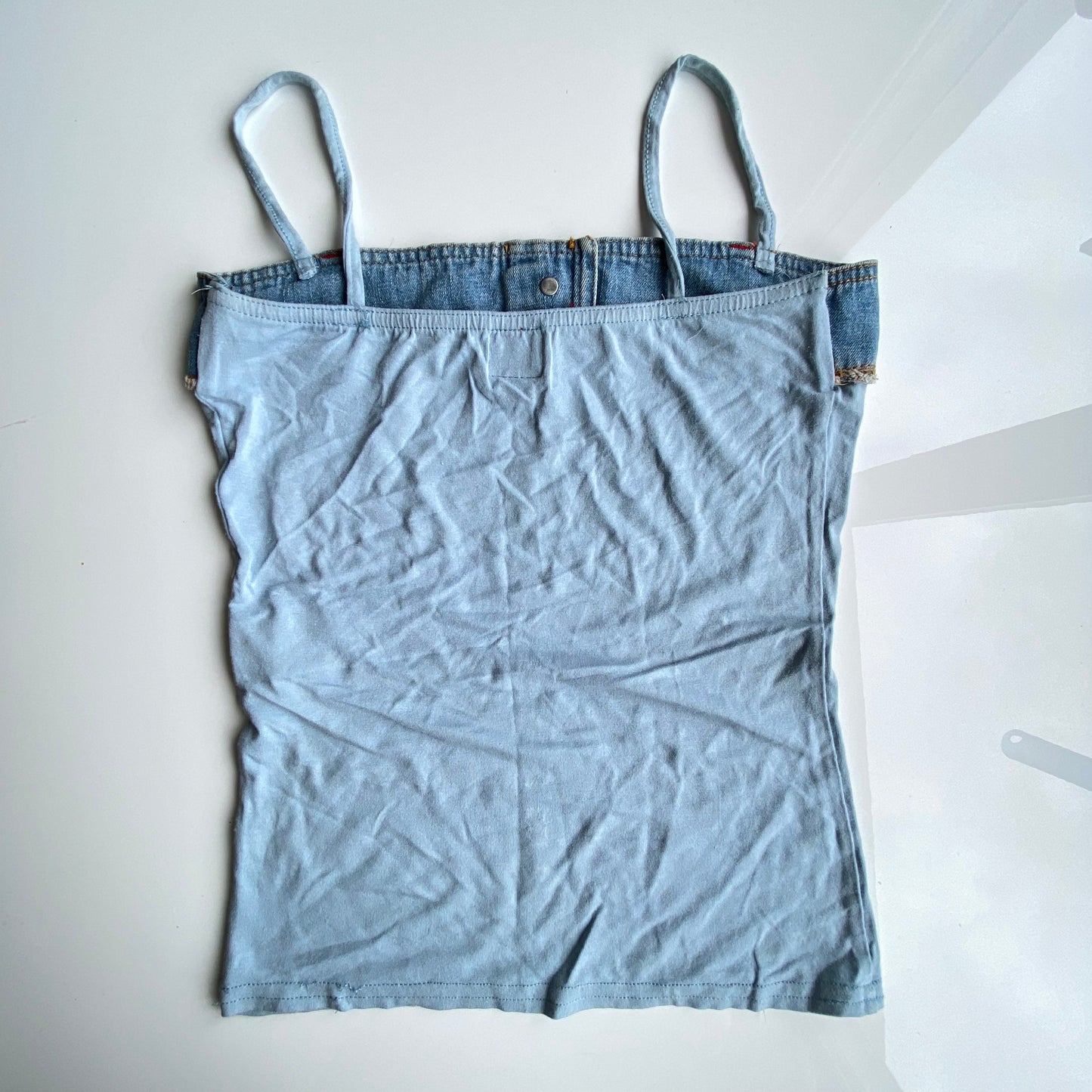 Vintage 90's Rock Baby Blue Cami Top with Denim Trim (S)