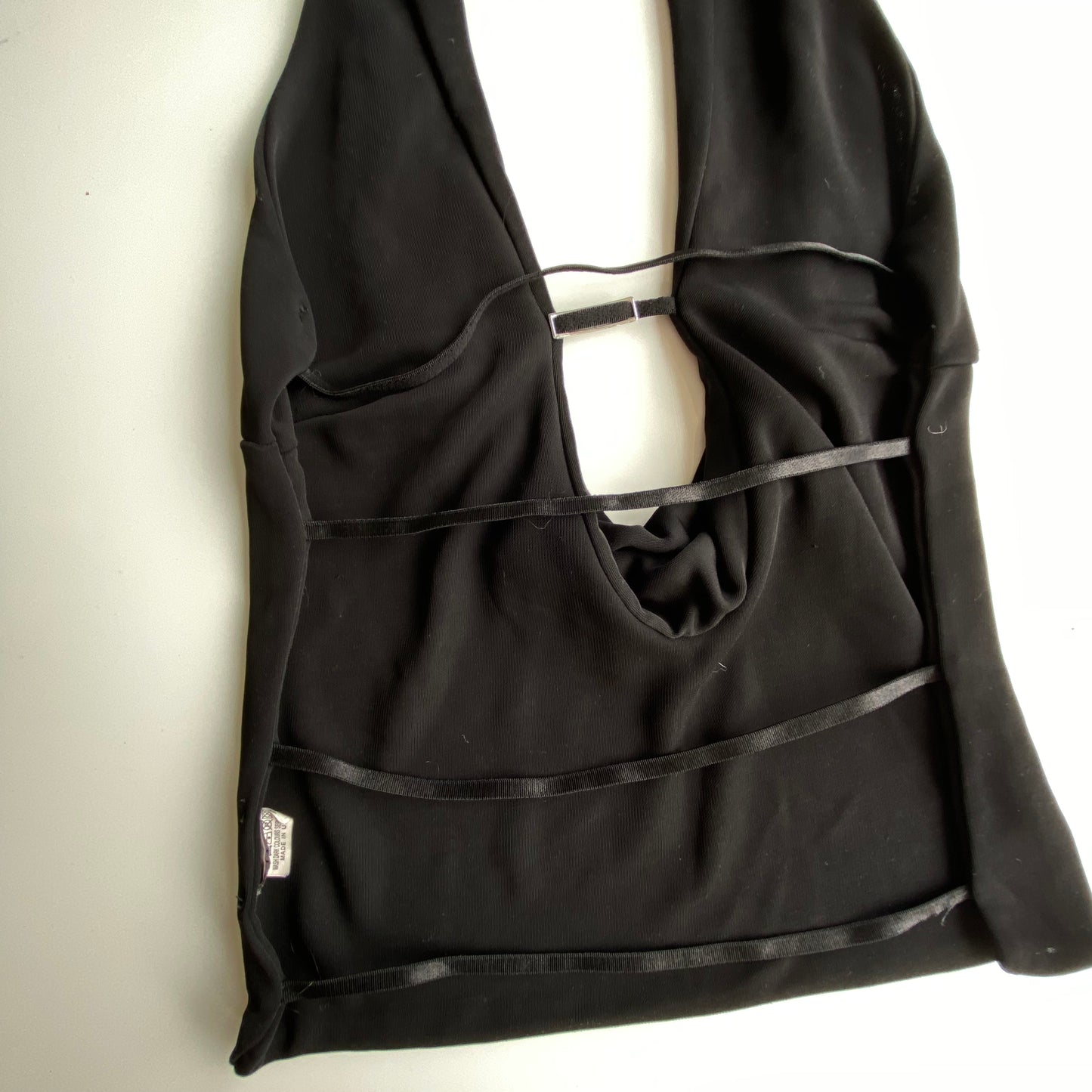 Vintage 90's Clubwear Backless Black Halter Top (S)