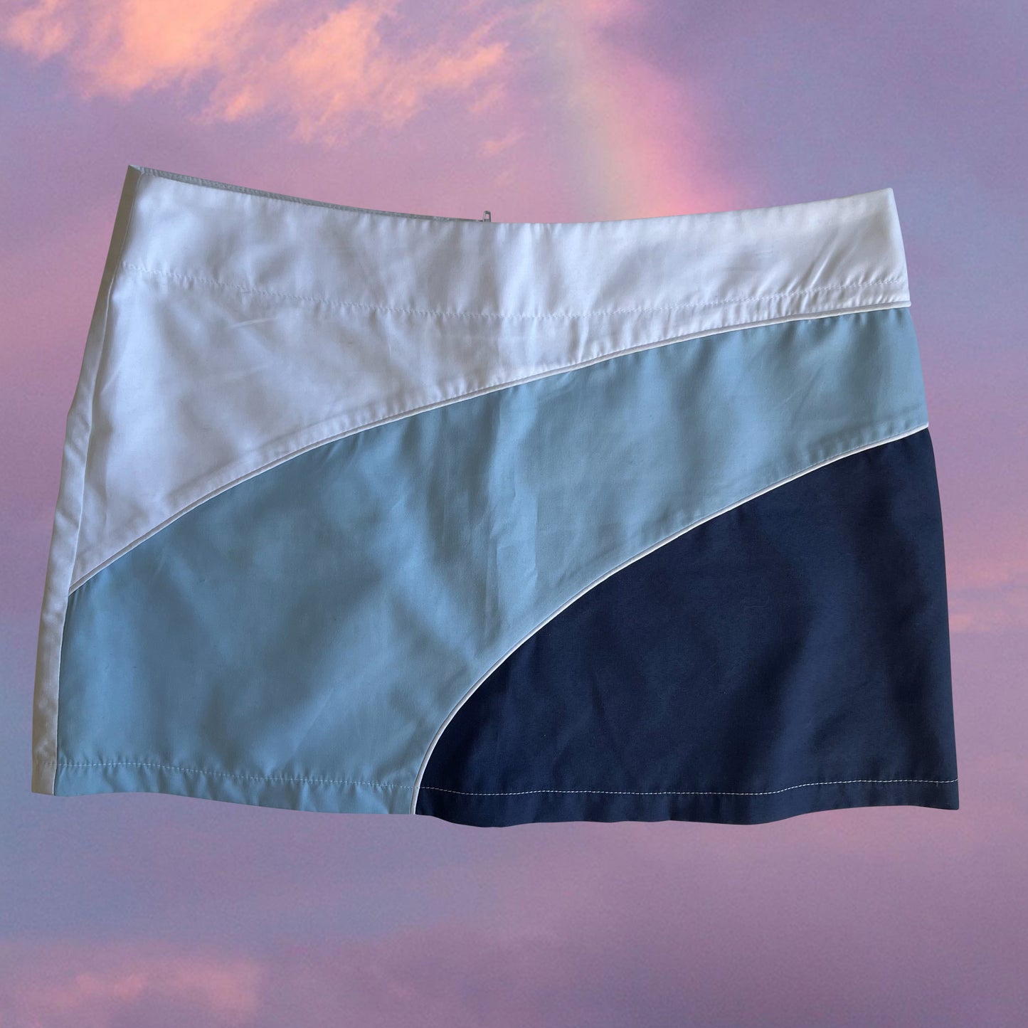 Vintage 90's Summer Blue and White Mini Skirt (S)